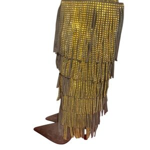 Michel kors Women's Jayla Heeled Fringe Suede Boots size 6